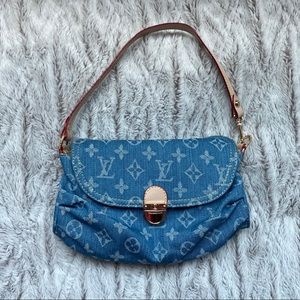 Patterned Denim Shoulder Purse